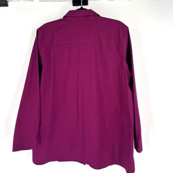 Chico's Classic Fit No-Iron Button-Up Shirt Plum Purple Size 3 large Career work - Picture 2 of 11